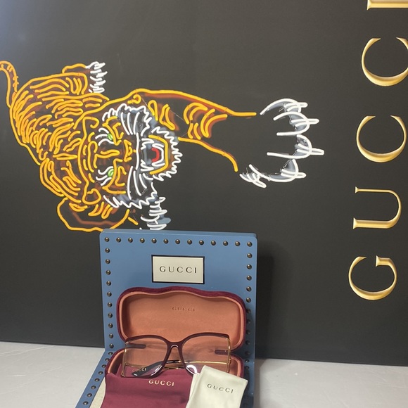 New- 🔥New GUCCI BUTTERFLY FASHION FRAMES GG0592S 003 RED/GOLD 60MM - Picture 13 of 16